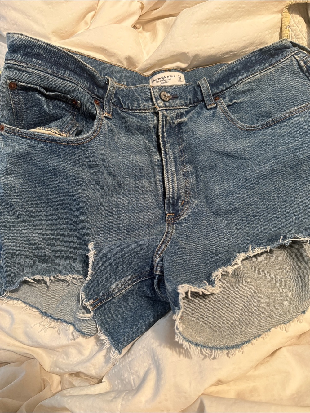 Abercrombie & Fitch Distressed Light Blue Denim Jean Shorts